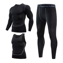 홈 짐 세트 피트니스 트레이닝 앰프 운동 스포츠 의류 운동복 남자 기본 레이어 타이츠, 4xl, 3종 세트