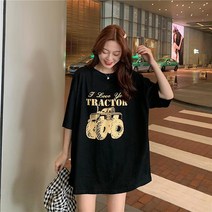 프린팅반팔티셔츠 송희 BF 키치한 코디 핑크 레드 색 애니메이션 여성 여름 와이드 루즈핏 상의 이너 324214109