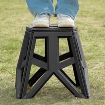 27리빙 튼튼한 플라스틱 접이식 캠핑 보조 스툴, 대 블랙1개
