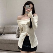 오프숄더 오픈숄더 여성 니트 스웨터 탑