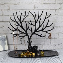 귀금속진열장 사슴 귀걸이 목걸이 주얼리 악세 악세사리 거치대 걸이 서리거치대 정리 진열대, 블랙