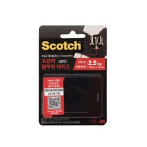 3M 스카치 듀얼락 초강력 탈부착 검정 테이프 2.54x2.762cm 2쌍