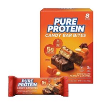 Pure Protein Candy Bar Bites 초콜릿 땅콩 캐러멜 단백질 5g 글루텐 프리 저설탕 19.8g(0.7온스) 16팩 (포장은 다를 수 있음), 8 Count (Pack of 1), Chocolate Peanut Caramel