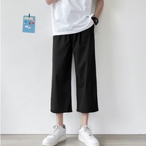남자 여름 8부바지 시원한 7부 밴딩 헐렁한 와이드 팬츠