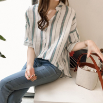 보드미 여자블라우스 여성 여리 핏 데일리 셔츠 여름 슬림 블라우스 블루