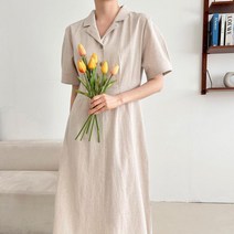 여자 린넨원피스 카라 단아한 상견례 여름 롱원피스