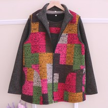 할머니옷선물 자가드나염 회색 누빔조끼앙상블세트 겨울 어르신옷 70대80대90대생신선물