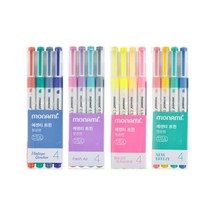 모나미 에센티 트윈 형광펜 4색SET 4종류, 뉴브리즈