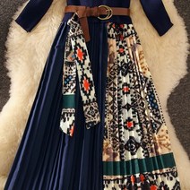 여성 면롱 흰색 원피스 벨트세트 에스닉주름 니트원피스 면롱원피스 흰색원피스