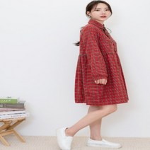 이지리치 여자체크카라미니원피스 체크원피스 목카라 원피스