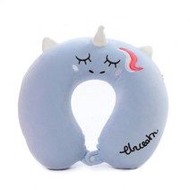 웨이브베개 아이 여행 목 유니콘 메모리 폼 스냅 u 자형 비행기 자동차 비행 머리 목 지원 9, 파란색
