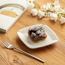 윤도자기 순백 화이트 도자기 정사각접시 소