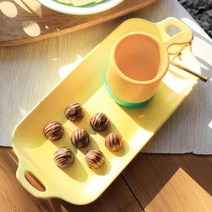 멜라민웨어 직사각 핸들 플레이트 대, 민트, 색상:민트