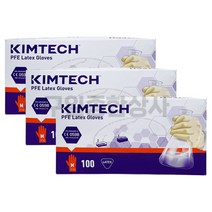 킴테크 PFE 라텍스장갑 100매 44123 중형 44124 대형 식품용 요리용 의료용 실험용 가정용 청소용, 중(M)
