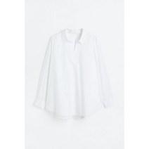H&M H&M+ 리넨 블렌드 셔츠 - 화이트