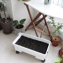 플라팜 베란다 오가닉 텃밭화분, 화이트(바퀴포함)