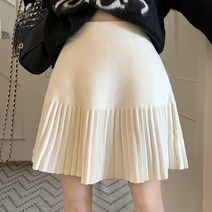 [랜덤플레이] 데일리룩 니트 플레어 플리츠 미니스커트