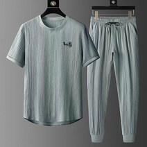 YAPOGI 여름 남성 트레이닝복 세트 서머 아이스 투피스 남성 패션 캐주얼 빅사이즈 에어맥스 9부 팬츠 속건 트레이닝 투피스