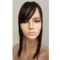 앞머리 3중 불파트 인모 가발 앞머리가발 긴기장, 자연검정