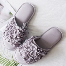 라움아트 층간소음 없는 플라워 레이스 쿠션 실내화, 큐티 프릴 슬리퍼-그레이