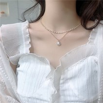 민재만재 진주초커 레이어드목걸이 2줄 두줄 진주목걸이