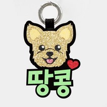 핑크캔디 [애견네임택] 요크셔테리어 강아지 이름표 인식표 네임택, 12.요크셔테리어_3글자(형광연두), 1개