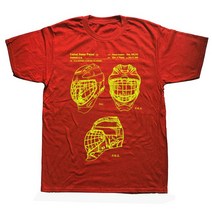 아이스하키 장비 용품 Funny Ice Hockey Goaltender Mask 특허 티셔츠 코튼 스트리트웨어 반팔 생일 선물, 17 RED_02 S