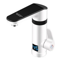 가정용전기보일러 전기 순간온수기 3000w 수도꼭지 tankless 빠른 가열 탭 온도 표시가있는 주방 수도꼭지 차가운 이중 용도 돼지꼬리히터 대체 심야 전기온수기 상향식, 하얀, 오 플러그