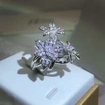 패션반지 커플링 절대반지 925 실버 배 모양 지점 꽃 지르콘 반지 여성 패션