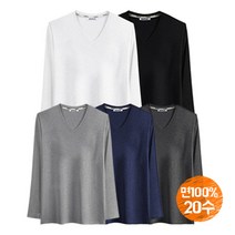 제네브 국내생산 남여공용 면20수 S~3XL 긴팔브이넥 3장세트