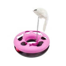 고양이 장난감 고양이 턴테이블 공 실내 고양이 대화 형 고양이 장난감 롤러 트랙 Catnip 봄 재미 애완 동물 장난감 티저 마우스, 분홍색