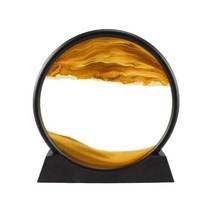돌고래 키네틱 아트 스윙잉스틱 무한회전 진자운동 모빌 움직이는 모래 동적 흐르는 모래 그림 표류 모래 시계 데스크탑 장식품의 침착 유지 독립형, 12인치 노란색