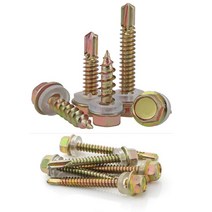 아연도금 육각머리 양날스크류 직결피스 2개 (사이즈) 철판체결 작업용 수공구, 14x60mm 5pcs