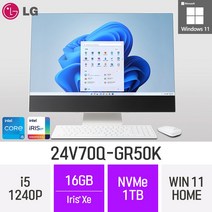 LG전자 24V70Q-GR50K 24인치 인텔 12세대 i5 Iris Xe Win11 Home 사무용 인강용 재택근무용 일체형 PC, 16GB, 1TB