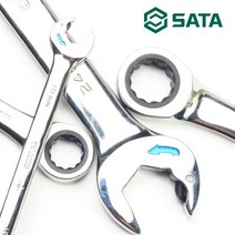 SATA 더블라쳇기어렌치 19mm 깔깔이 양쪽 스패너, 1개