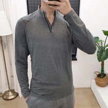 스토리원 남성 헨리넥 반집업 기모 긴팔 티셔츠 헬스복 스포츠 운동복 RKFM-TE018