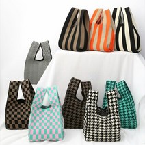 에이치플러스몰 미니 손목 가방 니트 백 에코 체크 겨울 체커보드 쁘