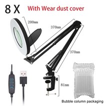 돋보기확대경 핸드폰확대경 스탠드확대경유연한 책상 대형 8X USB LED 확대경 3 색 조명 돋보기 램프 루페, 01 8X_01 200MM, 01 8X