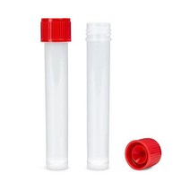 Globe Scientific Transport Tube 10mL 면봉용 홈이 있는 별도의 빨간 나사 캡 멸균 PP 둥근 바닥 자립 대량 포장 500개 튜브/봉지 2개 및 1000