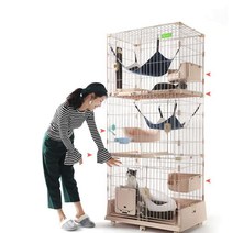 고양이 케이지 하우스 대형 반려묘 철제 실내 격리장, 화이트 CXL02 86X61X122CM