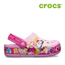 크록스 아동 샌달 41- 205496-6I2 Kids Crocs Fun Lab Multi-Princess Band Lights Clog Carnation