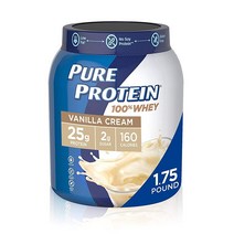 Pure Protein 웨이 프로틴 유청 단백질 파우더 바닐라 크림 1.75파운드, 1.75 Pound (Pack of 1), Vanilla