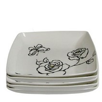 DUP910906철기아트 도자기 장미 접시 3개 (중) 쿠프 대접 식기 그릇