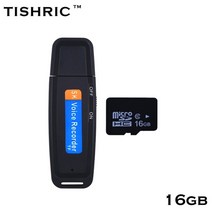녹음기 미니녹음기 Tishric usb 보이스 레코더 휴대용 사운드 레코더 보이스 레코더 녹음 장치 81632gb 디지털 보이스 레코더, 검은색 16GB