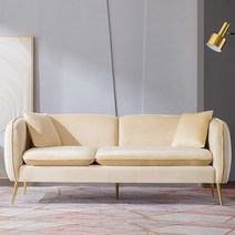 럭셔리 3인용가족소파 그린색 심플 거실 아파트소파 더블 오렌지 브라운, 베이지(스웨이드)