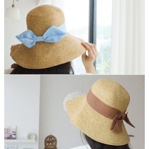 바캉스 인스타감성 리본 여행 봄여름 모자 밀짚 컬러 여성모자 시원한