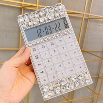 귀여운 반짝반짝 블링블링 비즈 큐빅 핸드폰 크기 계산기 휴대용계산기 캐릭터 전자계산기 여자친구 선물용 소품, B.하얀색