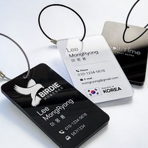 골프네임택 캐디백 캐리어네임택 양면 아크릴 네임텍, 화이트, 6번 타입, 블루, 1개