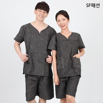 투포켓 그레이 상하세트 마사지복 피부과가운 찜질복, 그레이_M(SY06)