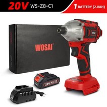 WOSAI 가정용 무선 전기 브러시리스 스크루 드라이버 20V 300NM 리튬 이온 배터리 임팩트 전동 공구, CHINA, 20V WS-Z8-C1, 20V WS-Z8-C1+EU